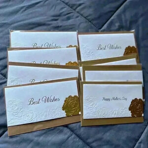 8 x Rose 3D Embossed Gold Foil Greeting Card